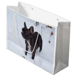 Sweet Black Bulldog mag Schnee Große Geschenktüte