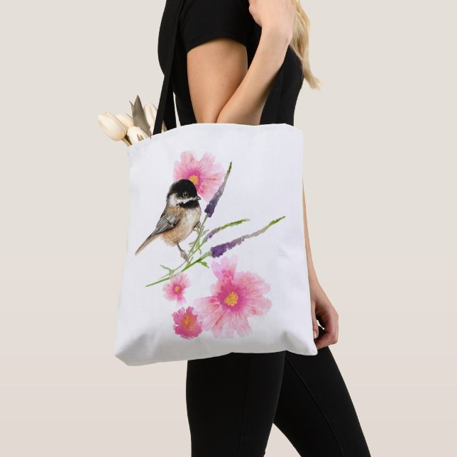 Sweet Black Capped Chickadee Wasserfarbene Kunst,  Tasche (Von Nahem)