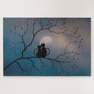 Sweet Black Cats mit Blick auf das Moon Jigsaw Puz
