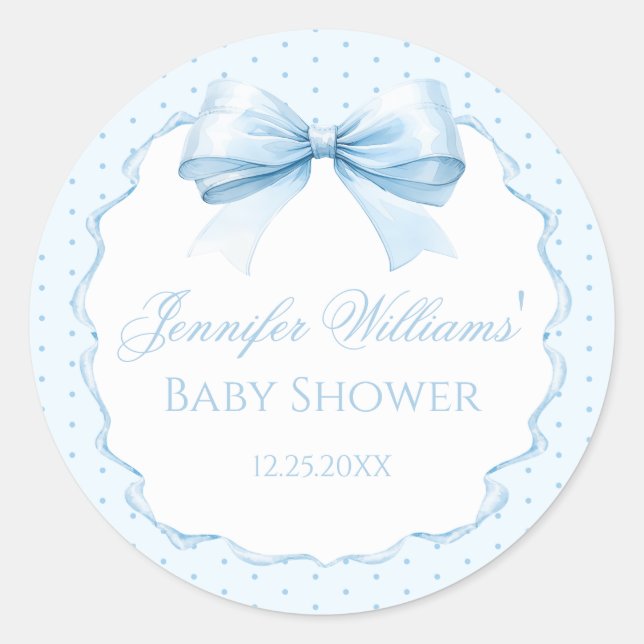 Sweet bleu arc bébé garçon douche merci sticker (Devant)