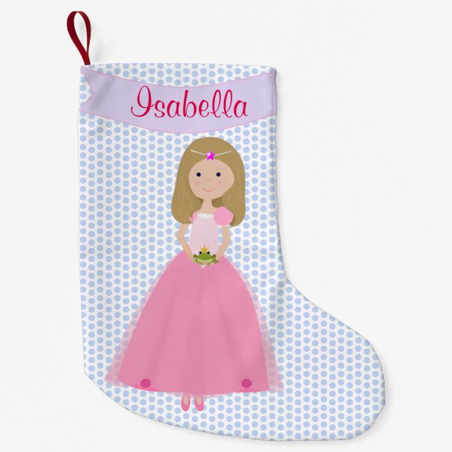 Sweet Blonde Hair Princess Personalisierter Strump Kleiner Weihnachtsstrumpf (Vorderseite)