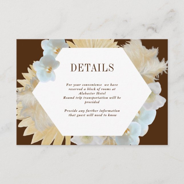 Sweet Blooms Blue Wedding Details Card Begleitkarte (Vorderseite)