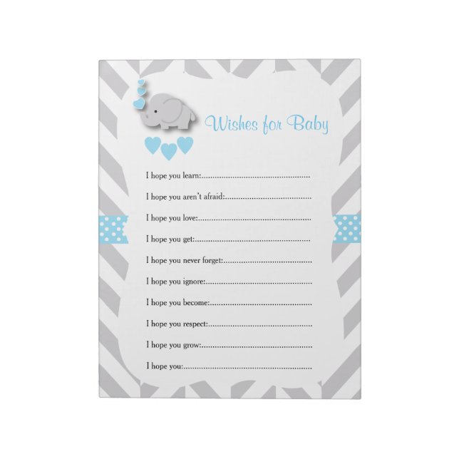 Sweet Blue and Gray Elephant Baby Shower - Wünsche Notizblock (Rotiert)