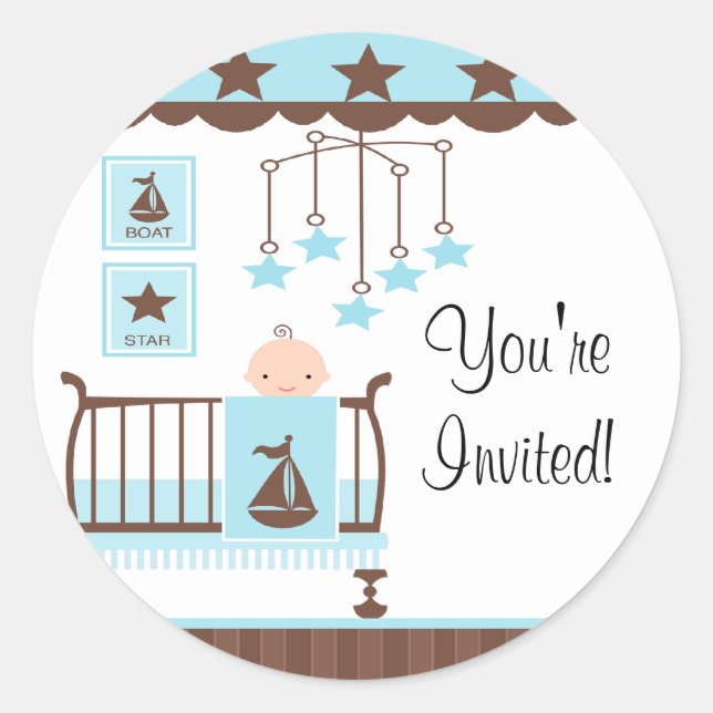 Sweet Blue Baby Room Sie sind eingeladenSticker Runder Aufkleber (Vorderseite)