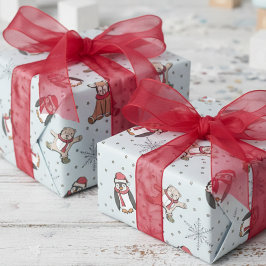 Sweet Blue Babys Erster Weihnachtsfest Wintertiere Geschenkpapier