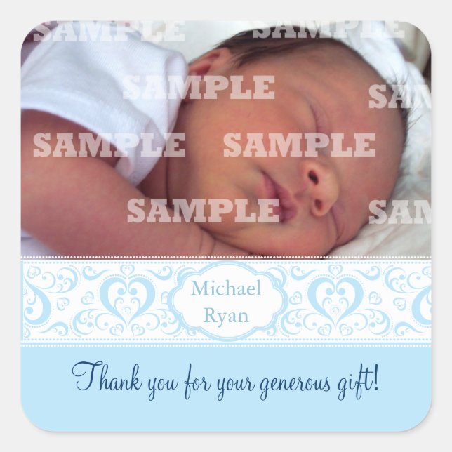 Sweet Blue Band Baby Danke Stickers (Vorderseite)