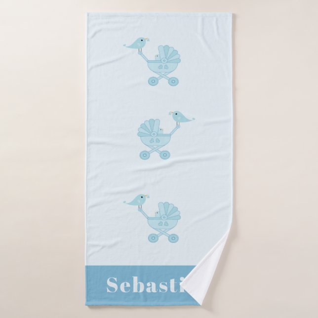 Sweet Blue Bird Carriage Baby Kinderzimmer Bath Badehandtuch (Badehandtuch)