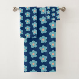 Sweet Blue Blüten für die Marine Badhandtuch Set