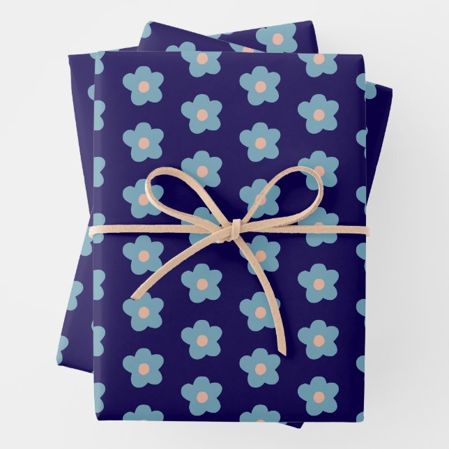 Sweet Blue Blüten für die Marine Geschenkpapier Set (Beispiel)