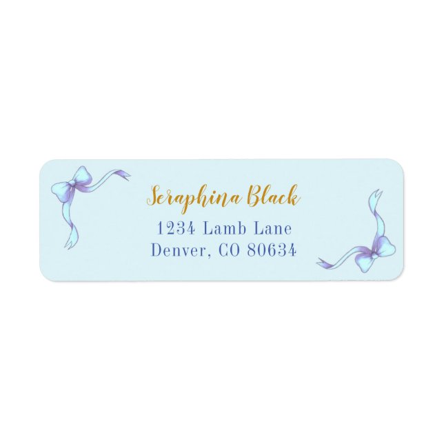 Sweet Blue Bow Baby Showlabel (Vorne)