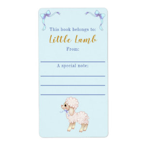 Sweet Blue Bow Boy Lamb Baby Dusche Buchzeichen