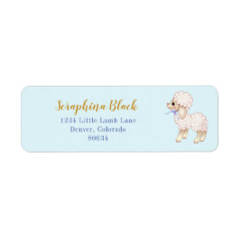 Sweet Blue Bow Lamb Baby Dusche Label