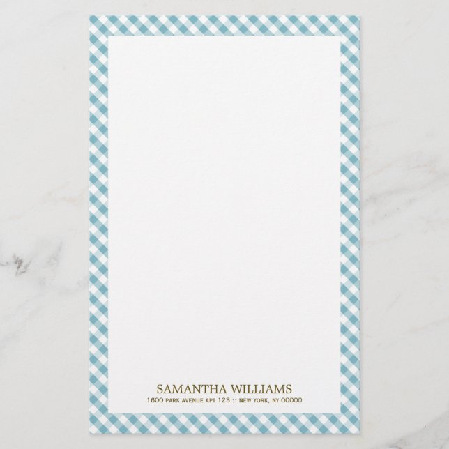 Sweet Blue Gingham Pattern Briefpapier (Vorderseite)