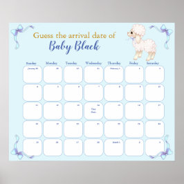 Sweet Blue Lamb Babydusche mit Fälligkeitsdatum Ka Poster