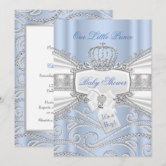 Sweet blue Litce Boy Baby Dusche Einladung (Vorne/Hinten)