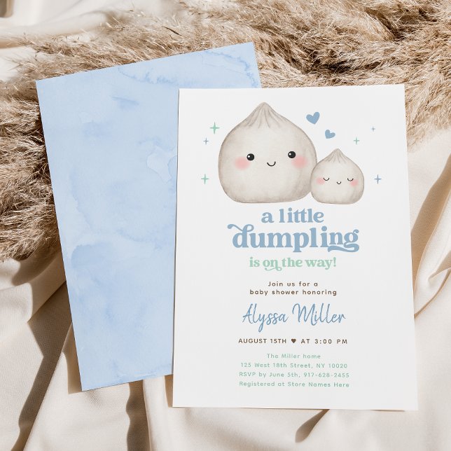 Sweet Blue Little Dumpling Baby Dusche Einladung (Von Creator hochgeladen)
