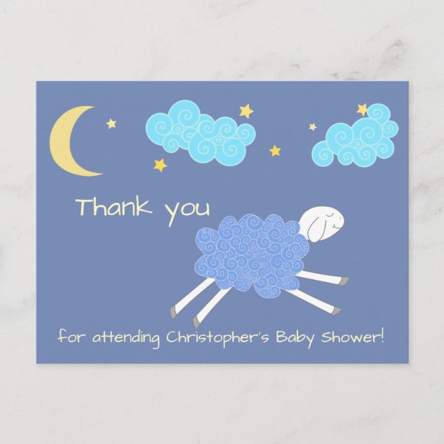 Sweet Blue Lullaby Vielen Dank Baby Dusche Postkarte (Vorderseite)