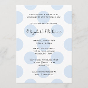 Sweet Blue Polka Dots Baby Boy Dusche Einladung