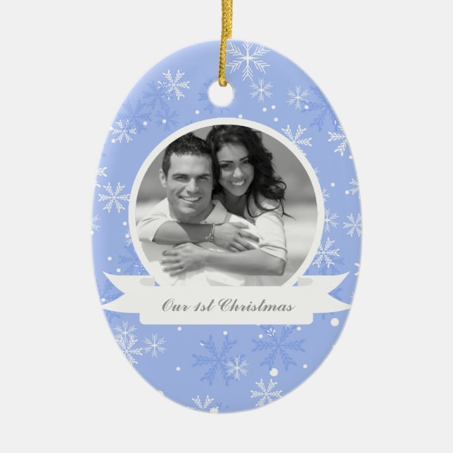 Sweet Blue Snowflakes Foto Keramikornament (Vorne)
