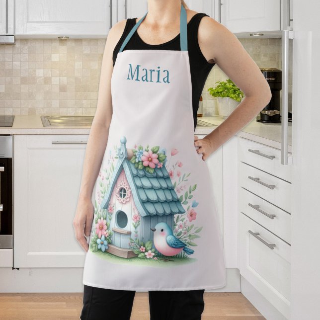 Sweet Blue und Pink Birdhouse Personalisiert Schürze (Sweet Blue and Pink Birdhouse Personalized Apron
)
