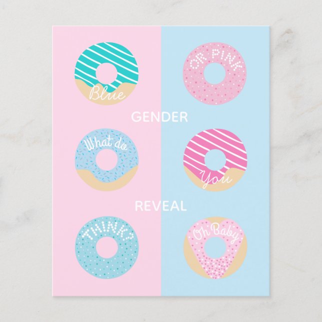Sweet blue und pink donuts Baby gender enthüllt (Vorderseite)