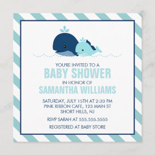 Sweet Blue Whales Boy Baby Dusche Einladung