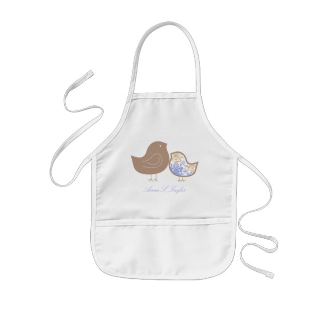 Sweet Blue Whimsical Damask Niedlich Baby Chicks S Kinderschürze (Vorne)