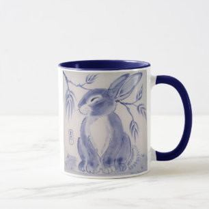 Sweet Blue & White Bunny Bunny Rabbit Design Tasse