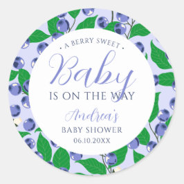 Sweet Blueberry Blue Baby Dusche Runder Aufkleber