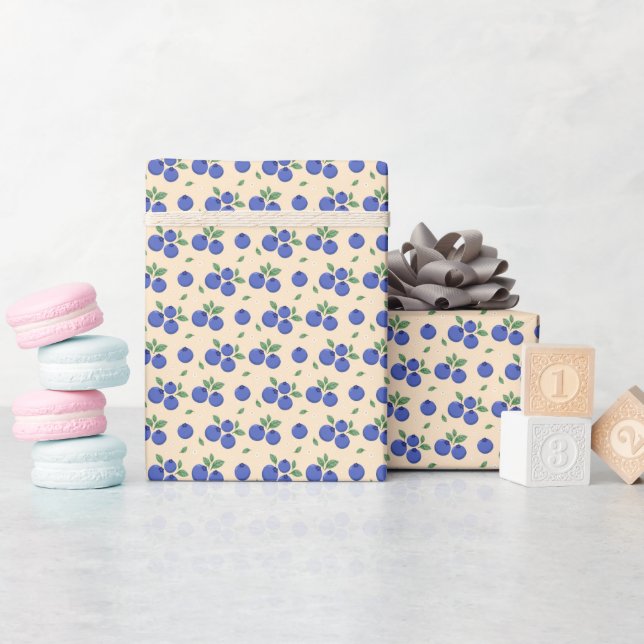 Sweet Blueberry Pattern Geschenkpapier (Babyparty)