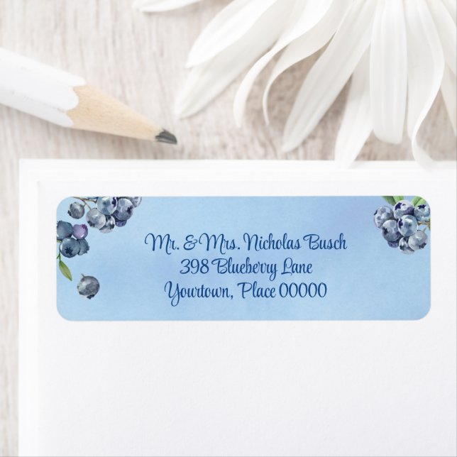 Sweet Blueberry Watercolor Babydusche Anschrift (Insitu)