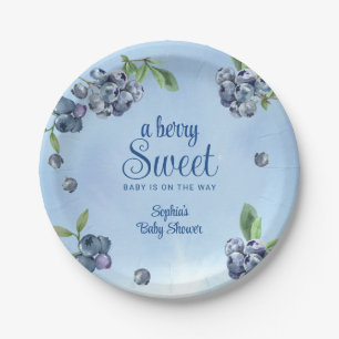 Sweet Blueberry Watercolor Babydusche Pappteller