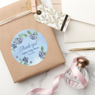 Sweet Blueberry Watercolor Babydusche Vielen Dank Runder Aufkleber