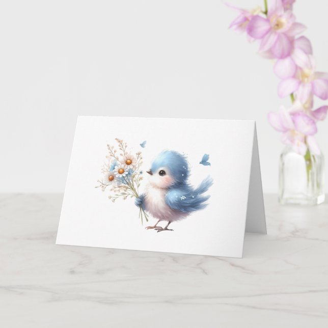 Sweet Bluebird mit Daisy Bouquet All-Occasion Karte (Orchidee)