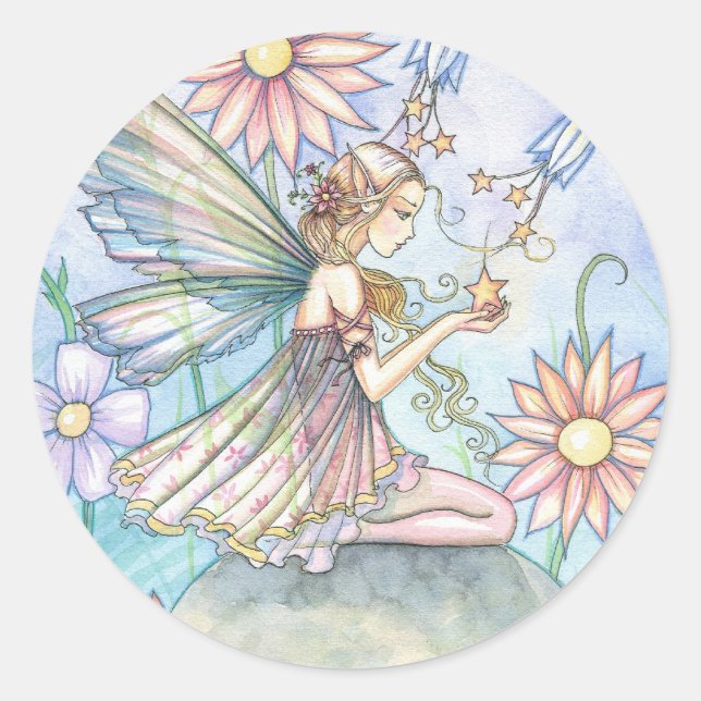 Sweet Blume Fairy Art von Molly Harrison Runder Aufkleber (Vorderseite)