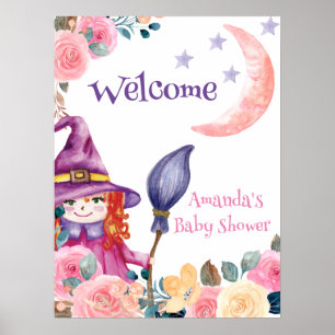 Sweet Blume Hexe Babydusche Begrüßungszeichen Poster