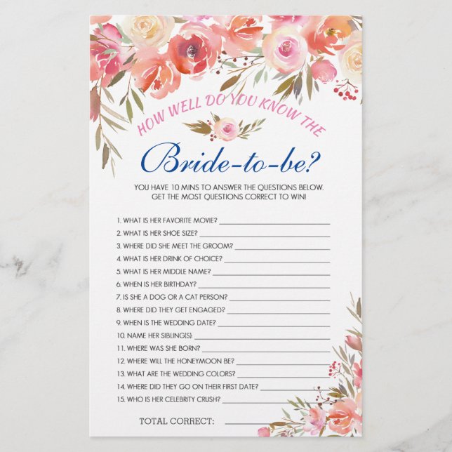 Sweet Blush Brautparty (Vorderseite)