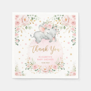 Sweet Blush Gold Rose Elefant Baby Shower Favorite Serviette