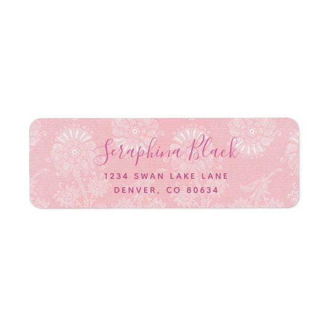 Sweet Blush Pink Lace Rücksendeadresse (Vorne)
