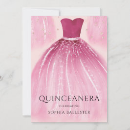 Sweet Blush Pink Mermaid Dress Quinceanera Party Einladung