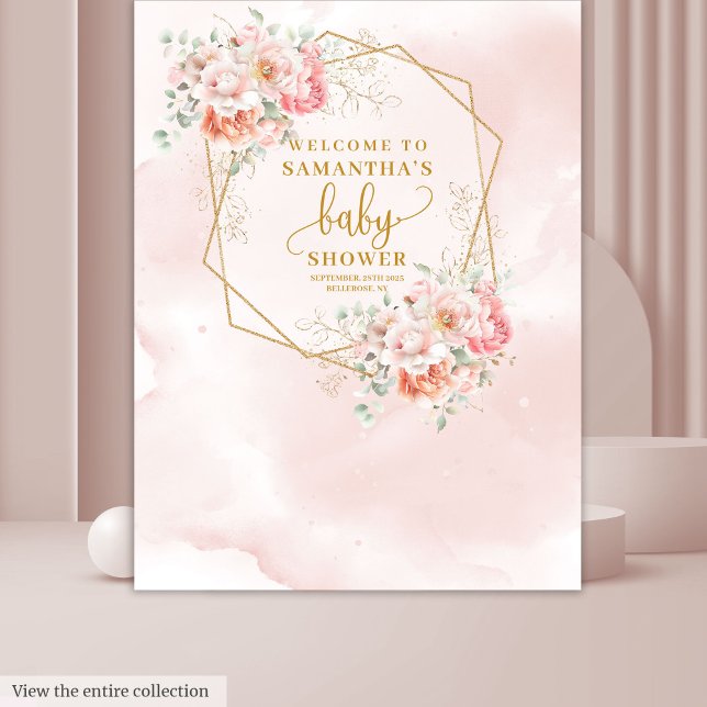 Sweet blush Pink Salbei Baby Duschkabine Foto Stan Wandteppich (Sweet blush pink sage baby shower photo booth Tapestry)