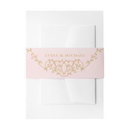 Sweet Blush Pink Verzierte französische Monogramm Einladungsbanderole