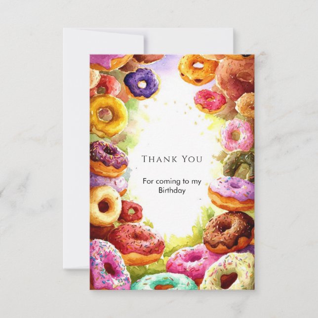 Sweet Boho Donut Birthday Dankeskarte (Vorderseite)