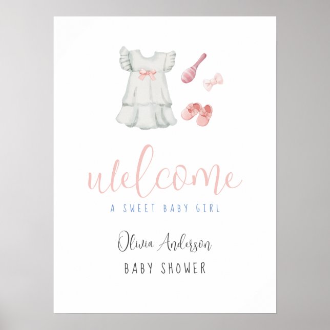 Sweet Boho Girl Outfit Babydusche Begrüßungszeiche Poster (Vorne)