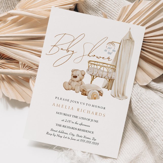 Sweet Boho Kinderzimmer Blue Baby Dusche Einladung (Von Creator hochgeladen)