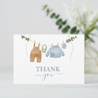 Sweet Boho Neutral Clothesline Boy Baby Dusche Dankeskarte