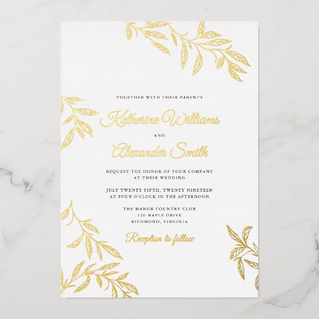 Sweet Botanical Wedding Einladung (Vorderseite)