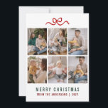 Sweet Bow Merry Christmas 6 Photo Grid Family Feiertagskarte<br><div class="desc">Share your joy with a touch of whimsy using this adorable multi-photo template featuring a hand-drawn bow. Easily customize with your favorite snapshots and family name for a high-end look that stands out.</div>
