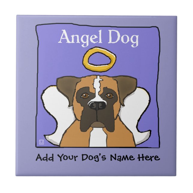 Sweet Boxer Dog Angel Memorial Fliese (Vorderseite)