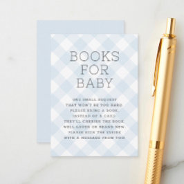 Sweet Boy Blue Gingham Books for Baby Shooter Begleitkarte